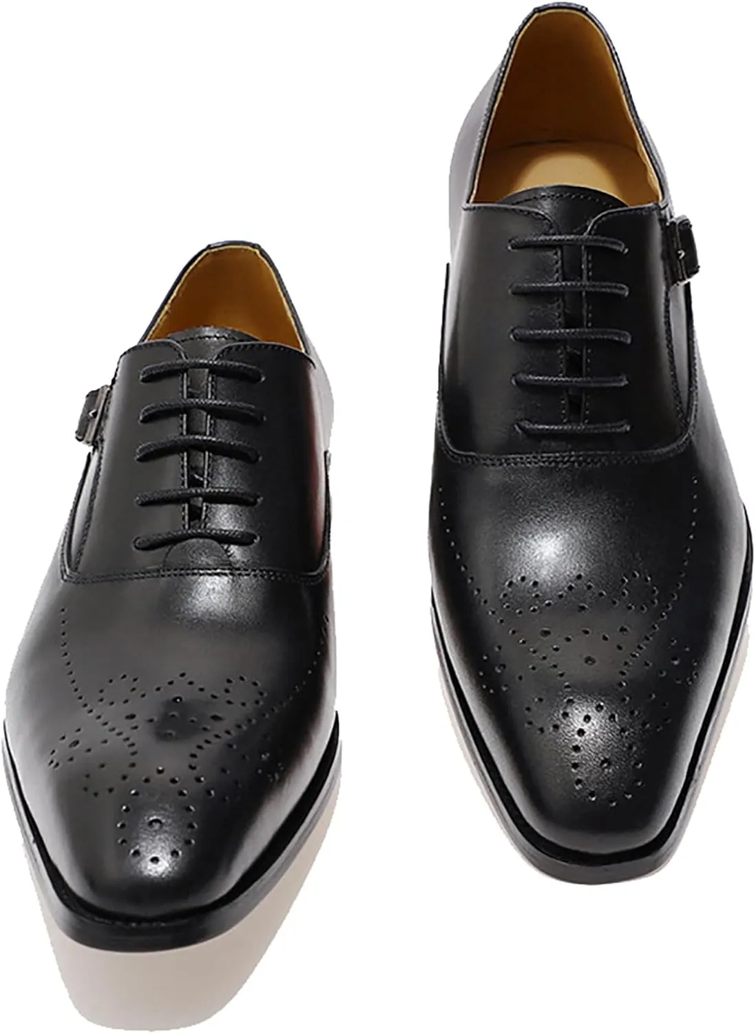 Men's Oxfords Formal Dress Genuine Leather Wingtip Brogues Oxford Wedding Tuxedo Business Casual Buckle Derby Fashion Comfor Suit Shoes for Mem