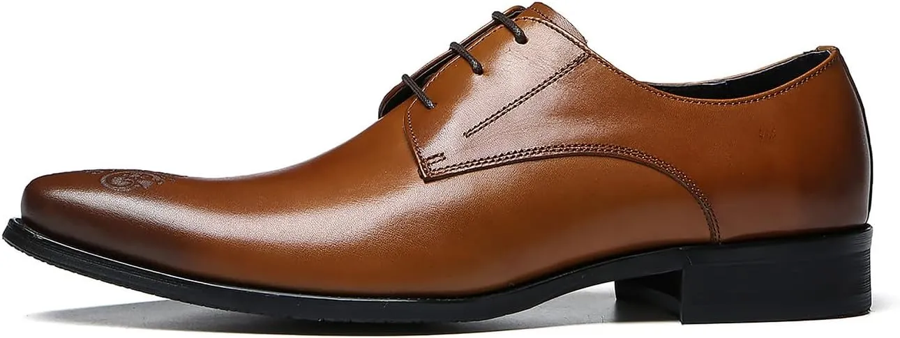 Men's Oxfords Formal Dress Leather Brogues Derby Business Prom Wedding Fashion Casual Walking Shoes for Men