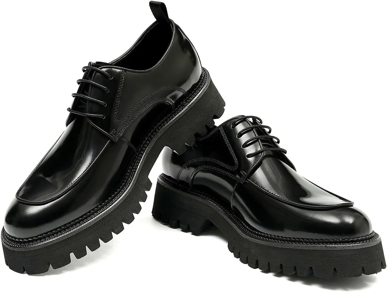 Mens Oxfords Formal Dress Patent Leather Oxfords Fashion Thick Sole Derby Comfortable Business Casual Wedding Tuxedo Prom Shoes for Men