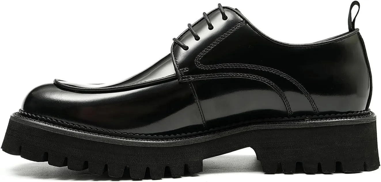 Mens Oxfords Formal Dress Patent Leather Oxfords Fashion Thick Sole Derby Comfortable Business Casual Wedding Tuxedo Prom Shoes for Men