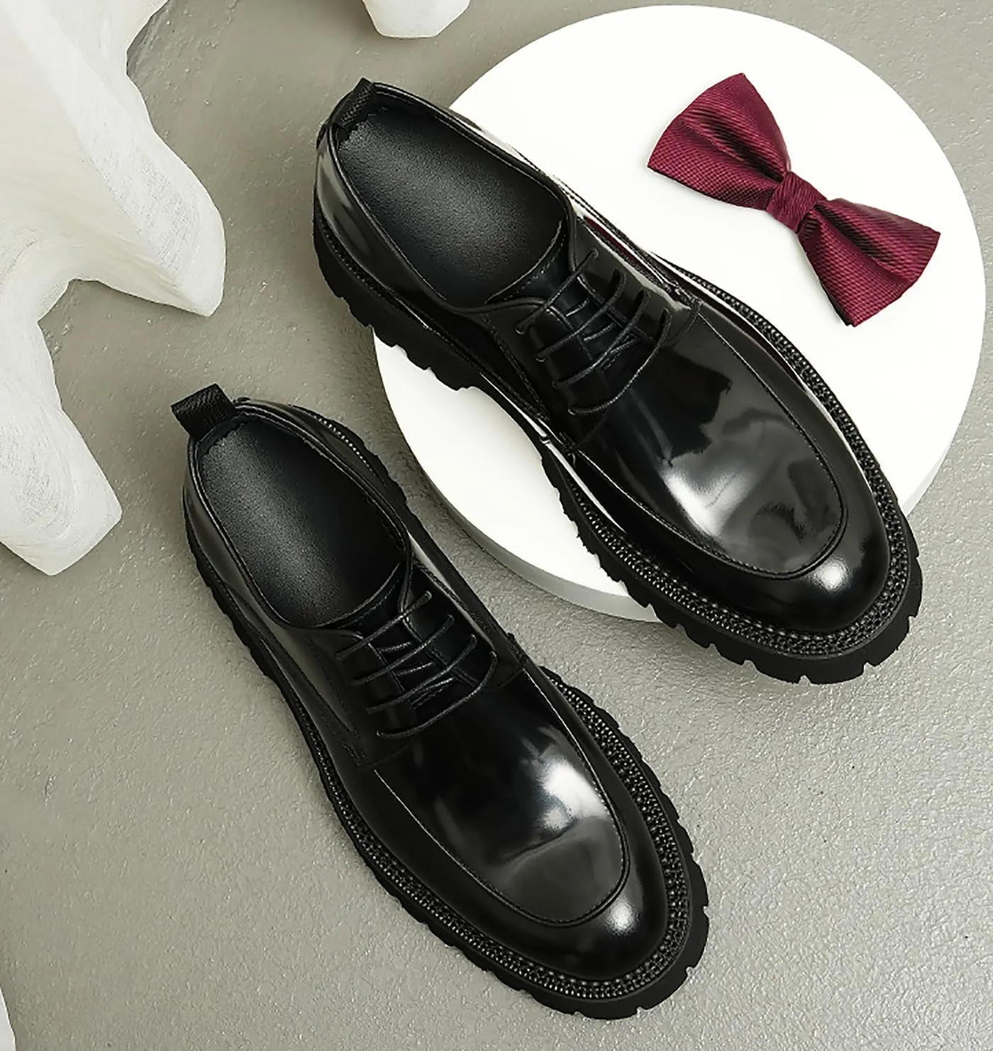 Mens Oxfords Formal Dress Patent Leather Oxfords Fashion Thick Sole Derby Comfortable Business Casual Wedding Tuxedo Prom Shoes for Men