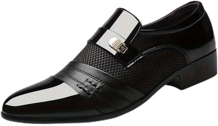 Men's Patent Leather Oxford Shoes - Stylish Formal Dress Shoes for Wedding, Party, and Office