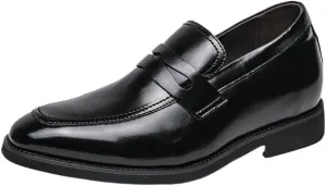 Mens Patent Leather Slip On Loafers Black Casual Dress Stylish Height Increasing Bean Low Top Oxford Shoes