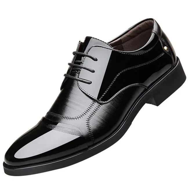 Men's Pointed Toe Lace-up Calfskin Oxford Dress Shoes