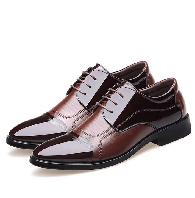 Men's Pointed Toe Lace-up Calfskin Oxford Dress Shoes