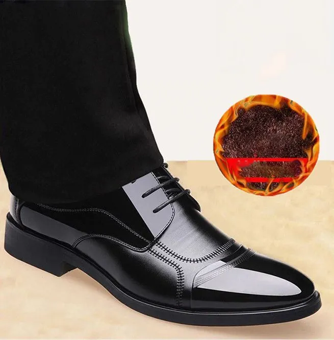 Men's Pointed Toe Lace-up Calfskin Oxford Dress Shoes