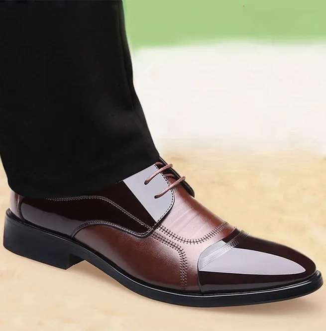 Men's Pointed Toe Lace-up Calfskin Oxford Dress Shoes