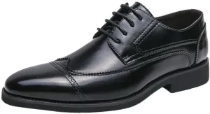 Men's Slip On Pointed Toe Loafers Genuine Leather Spring Formal Shoes Black Lace-up Men Dress Shoes Wedding Party Office Casual Men Shoes
