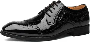 Men's Stitching Leather Lace-Up Dress Oxford Shoes Business Party Formal Shoes Comfortable Anti-Slip Pointed Toe Causal Shoes
