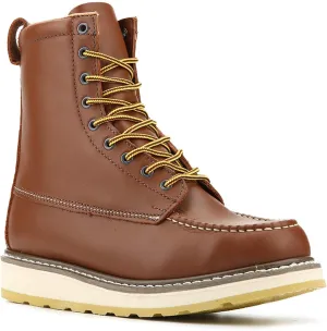 Men's Stylish Classic 6"- 8" Soft Moc Toe EH Leather Work Boot With Non-Slip Wedge Outsole & Goodyear Storm Welt