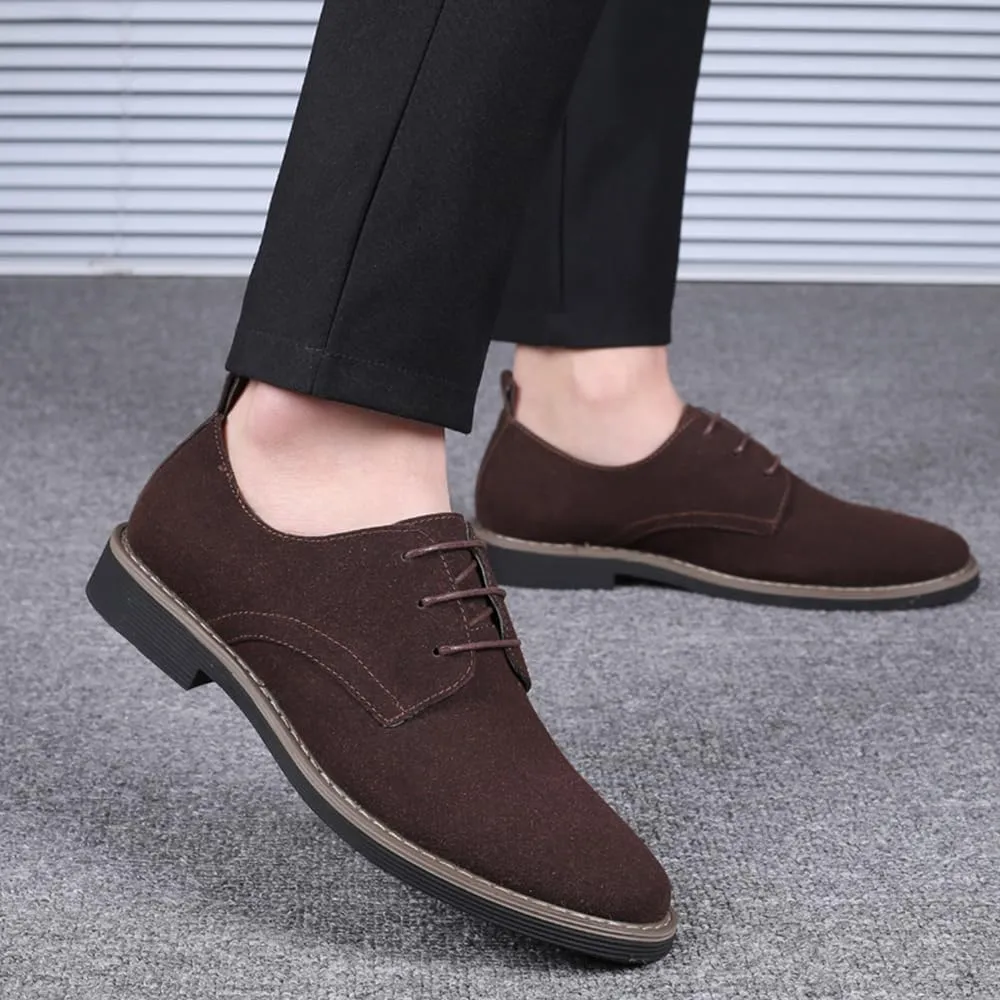 Mens Suede Shoes Dress Shoes Classic Oxfords Business Casual Lace Up Derbys Shoes