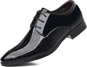 Men's Trendy Patent Leather Dress Shoes Formal Business Lace-Up Oxford Suit Tuxedo Shoes Weeding Prom