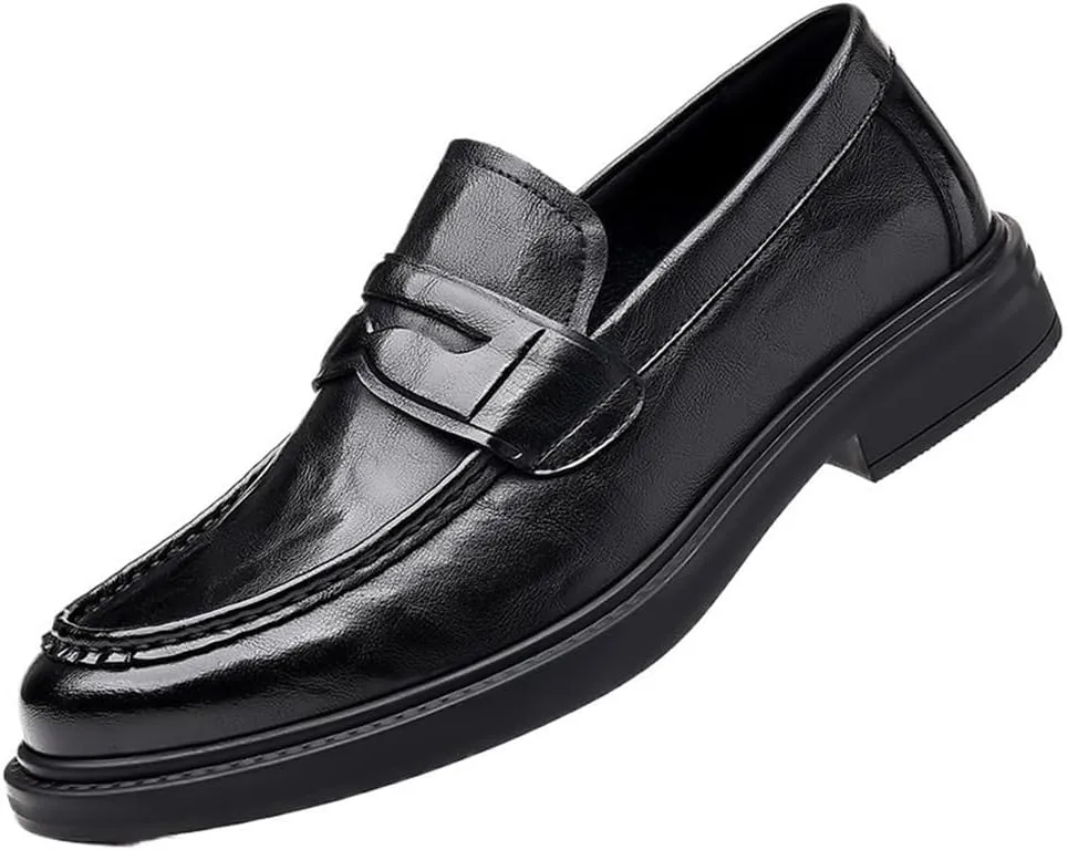 Mens Vintage British Designer Leather Oxford Dress Shoes Luxury Genuine Slip On Platform Handmade Waterproof Social
