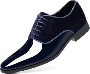 Men's Vintage High Gloss Dress Shoes Patent Leather Suede Oxford Formal Business Suit Tuxedo Shoes Men's Loafers
