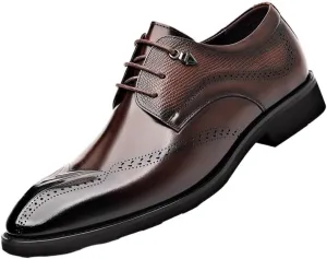Men's Vintage Leather Lace-Up Platform Oxfords - Classic Formal & Casual Derby Shoes for Men