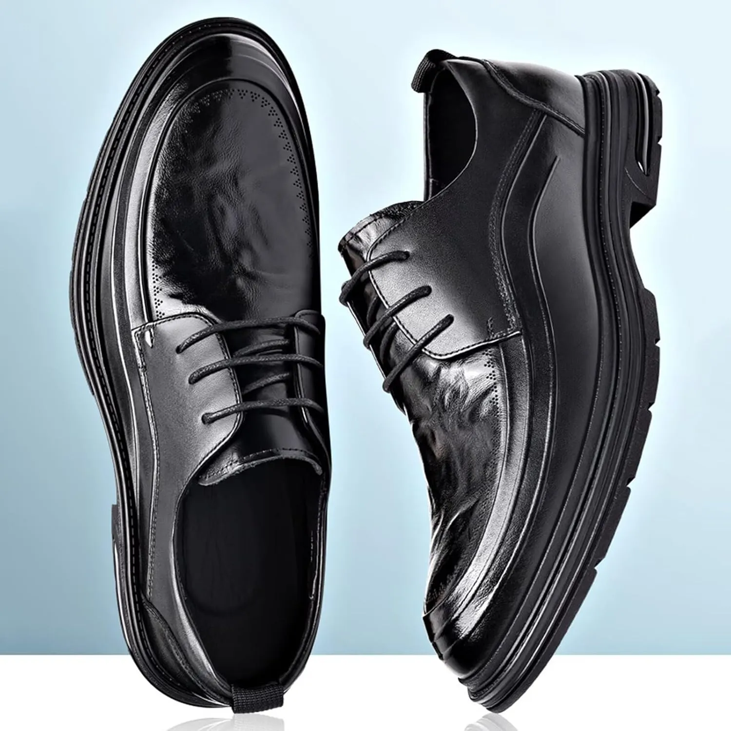 Men's Vintage Oxford Shoe Business Casual Lace-up Leather Derby Dress Shoes for Wedding Church Office Party