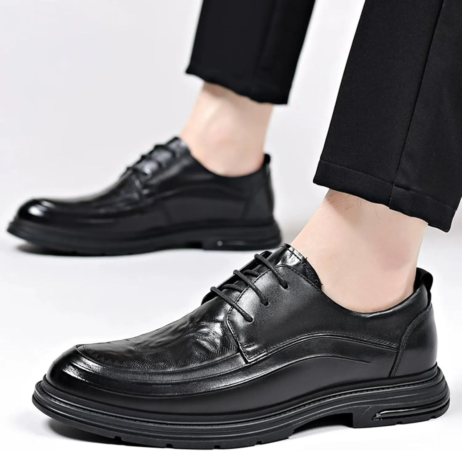 Men's Vintage Oxford Shoe Business Casual Lace-up Leather Derby Dress Shoes for Wedding Church Office Party