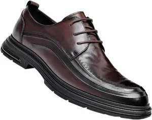 Men's Vintage Oxford Shoe Business Casual Lace-up Leather Derby Dress Shoes for Wedding Church Office Party