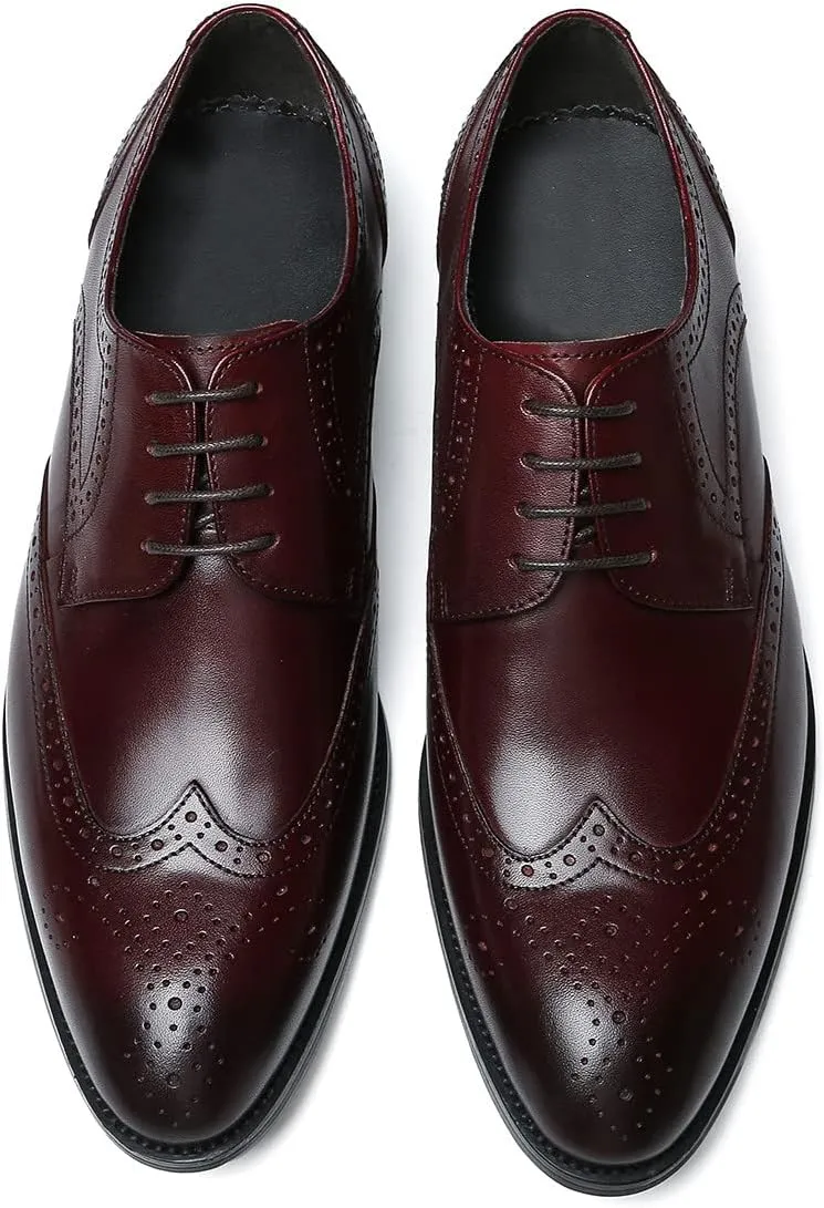 Men's Wingtip Oxfords Formal Dress Leather Brogues Derby Business Prom Wedding Fashion Casual Walking Shoes for Men