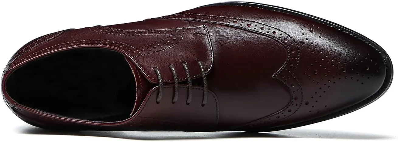 Men's Wingtip Oxfords Formal Dress Leather Brogues Derby Business Prom Wedding Fashion Casual Walking Shoes for Men