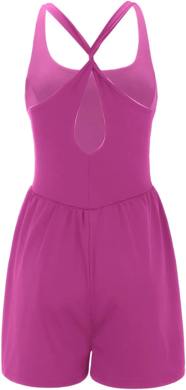 Miyaomn Casual Summer Workout Romper for Women Running Athletic Back Crisscross Sleeveless Jumpsuits Outfits Gym Yoga Clothes