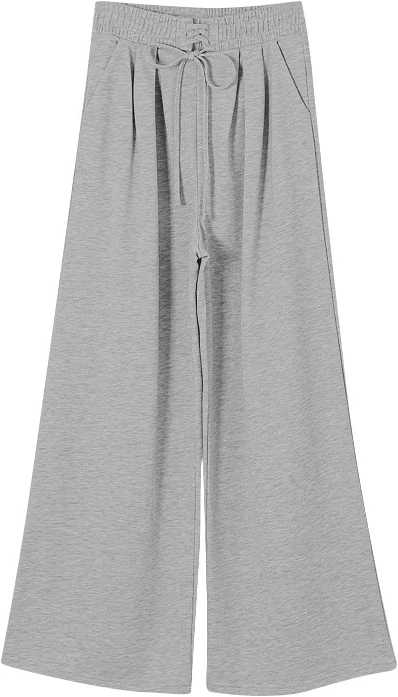 Miyaomn Wide Leg Sweatpants for Women 2024 Trendy High Waist Drawstring Baggy Lounge Pants Y2K Fashion Streetwear with Pocket