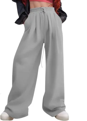 Miyaomn Wide Leg Sweatpants for Women 2024 Trendy High Waist Drawstring Baggy Lounge Pants Y2K Fashion Streetwear with Pocket