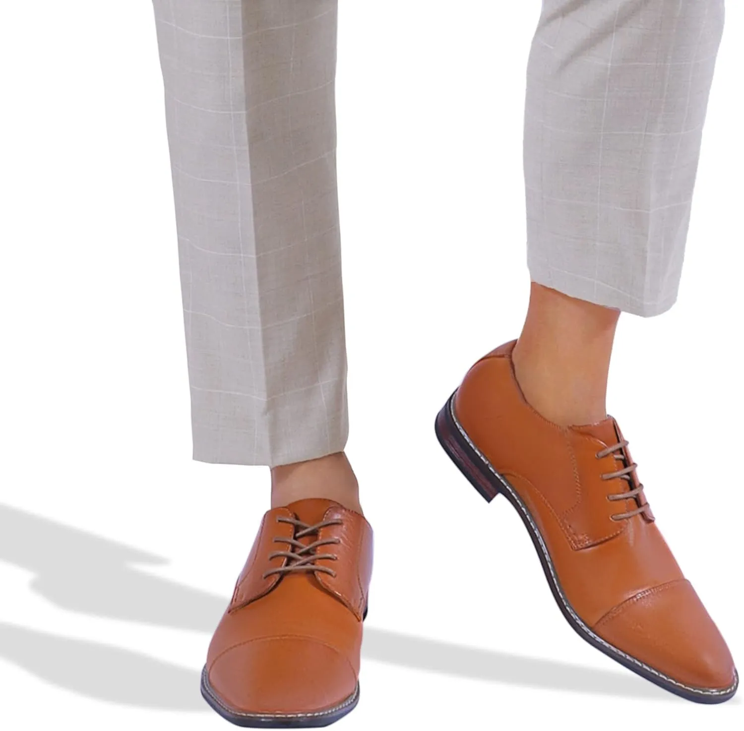 Mofri Men's Oxford Suede Shoes, Wingtip Dress Shoes for All Occasions, Waterproof, Latex Insole, Lace-Up