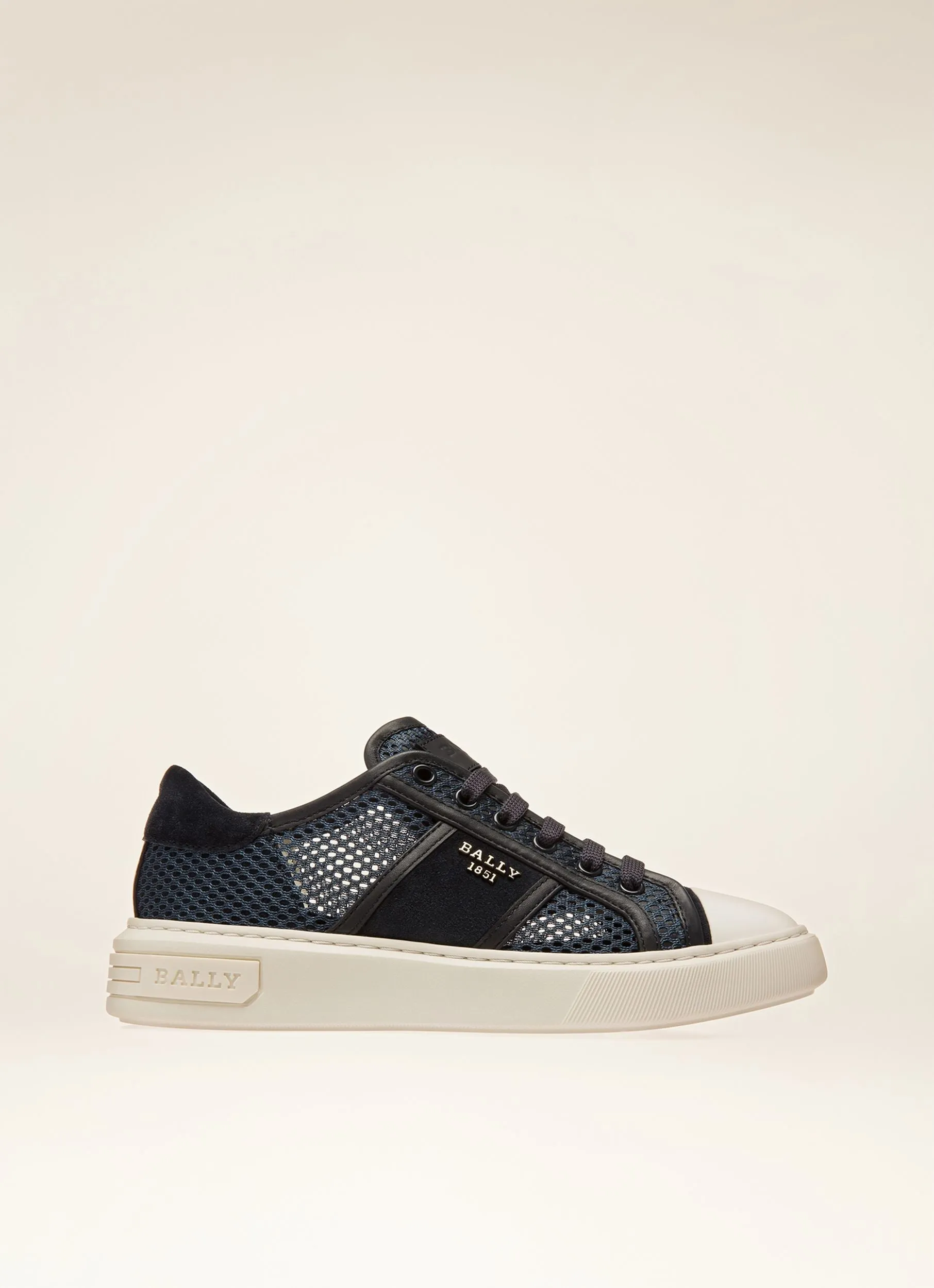 Myller Mesh & Leather Mix Sneakers In Navy & White