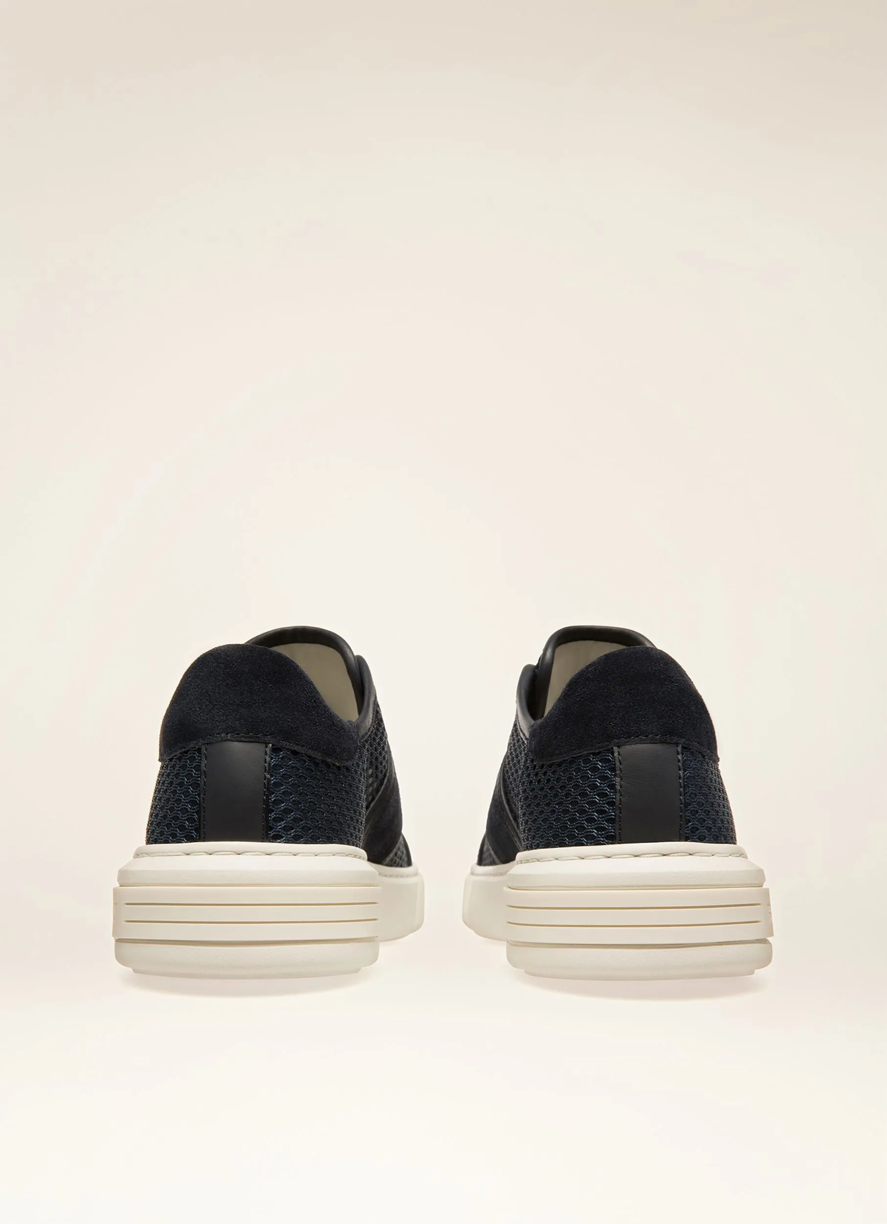 Myller Mesh & Leather Mix Sneakers In Navy & White