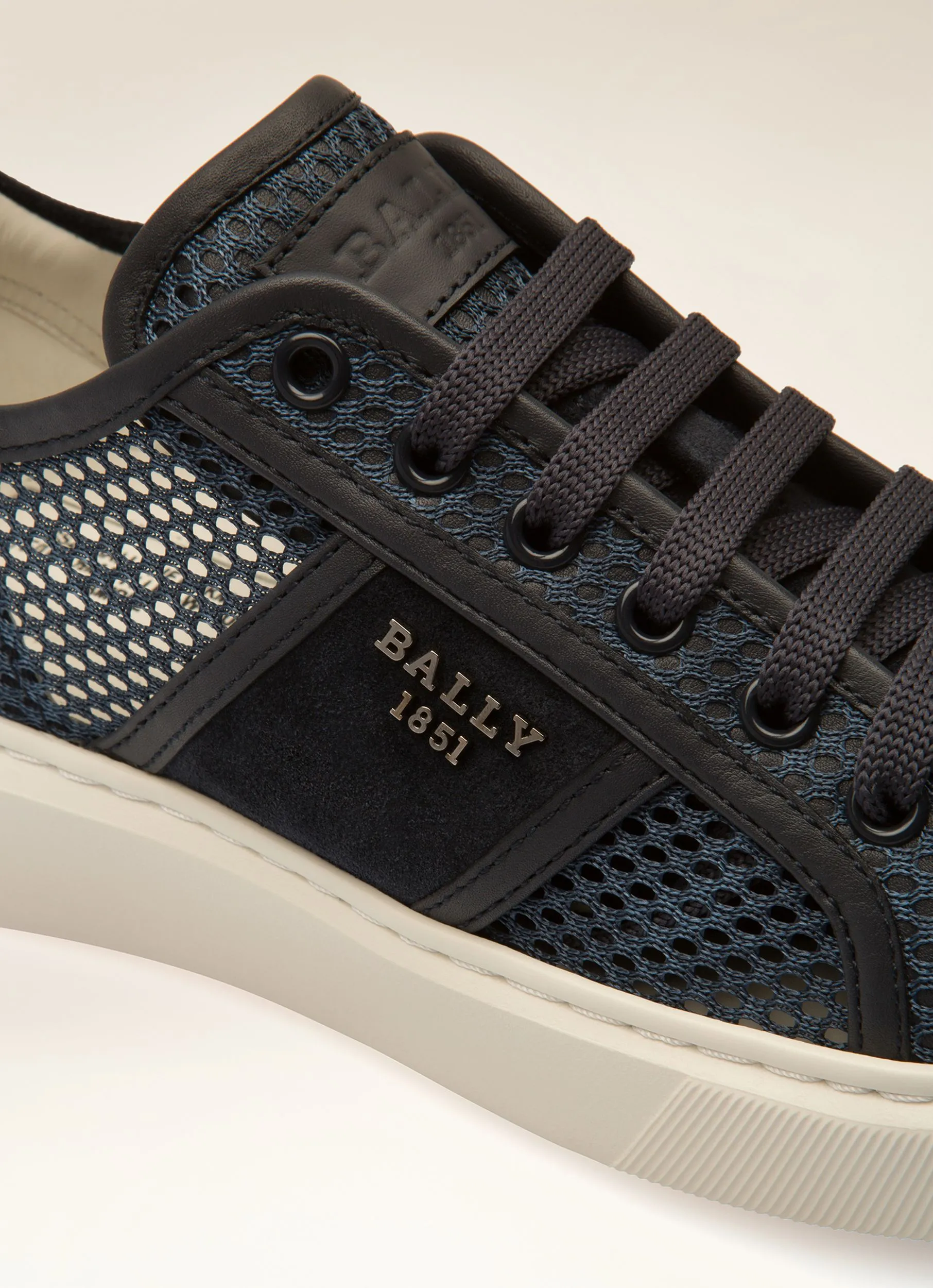 Myller Mesh & Leather Mix Sneakers In Navy & White