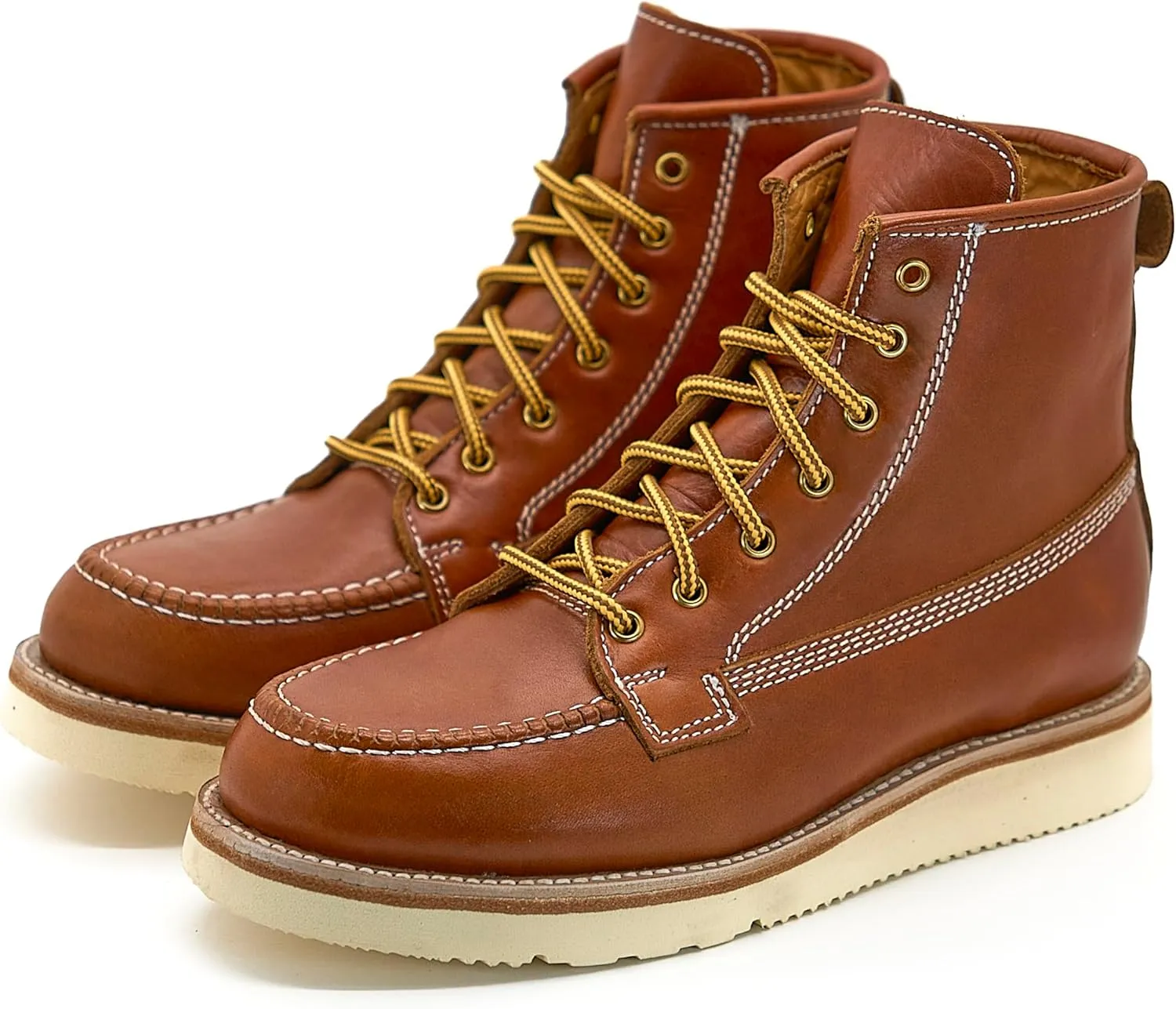 Nomad Heritage Moc Toe Leather Boots, Slip & Oil Resistant, 100% Leather, Botas