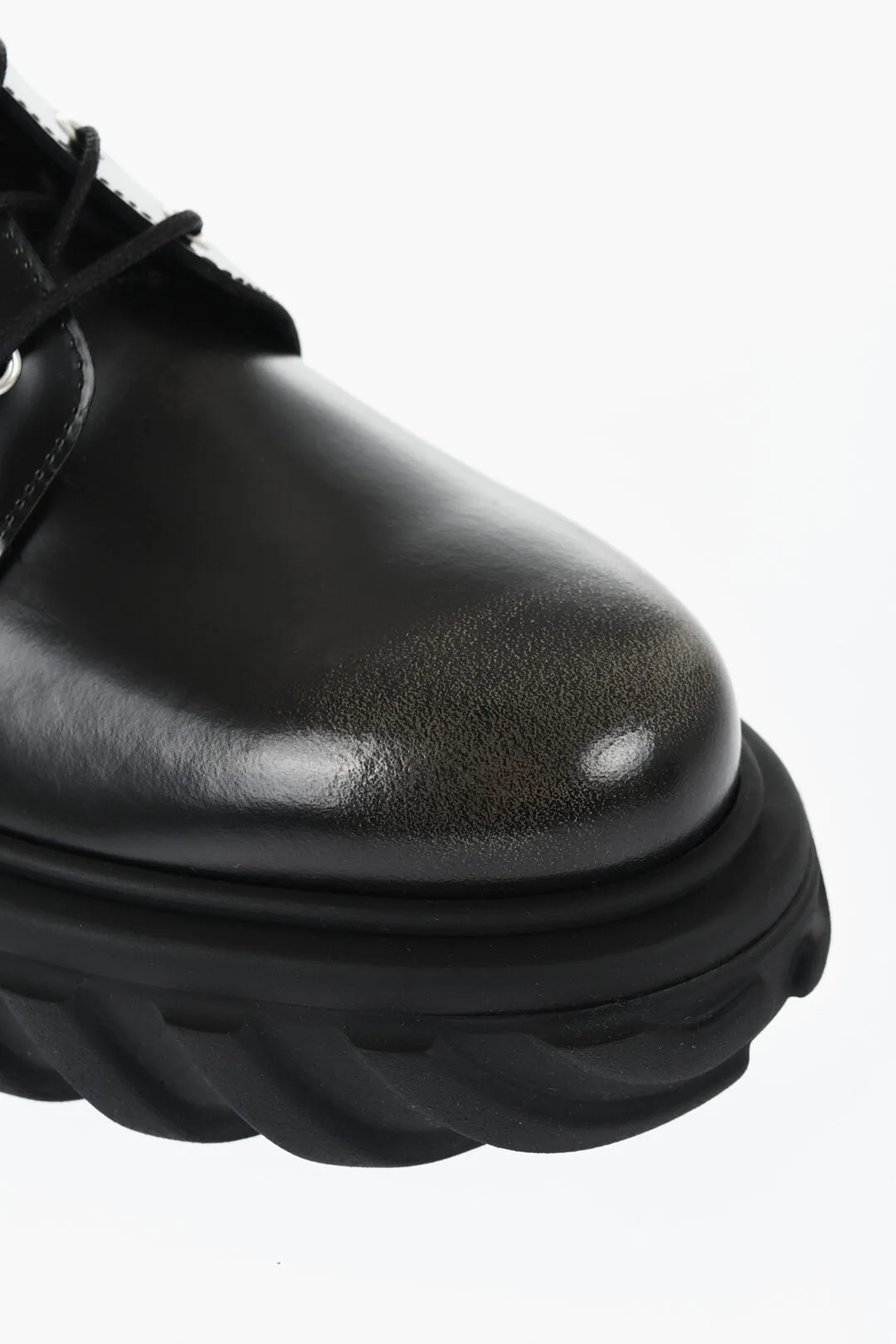 Off-White Brushed Leather EXPLORATION Derby With Chunky Sole