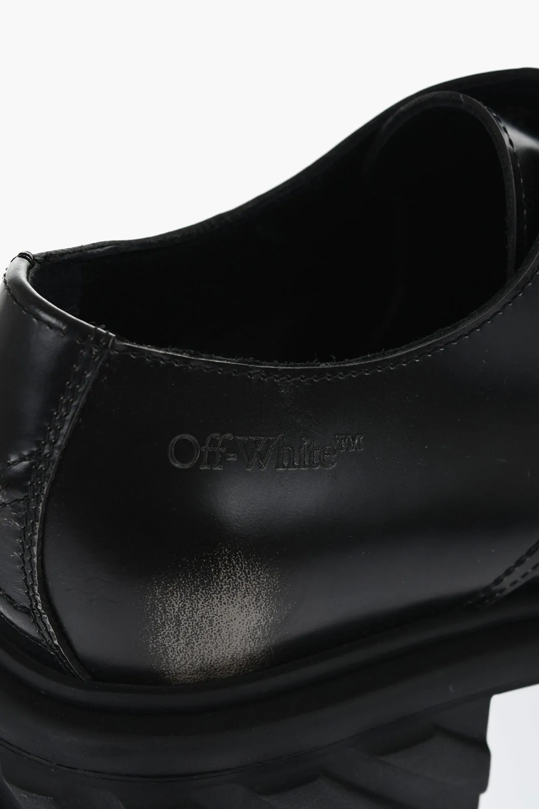 Off-White Brushed Leather EXPLORATION Derby With Chunky Sole