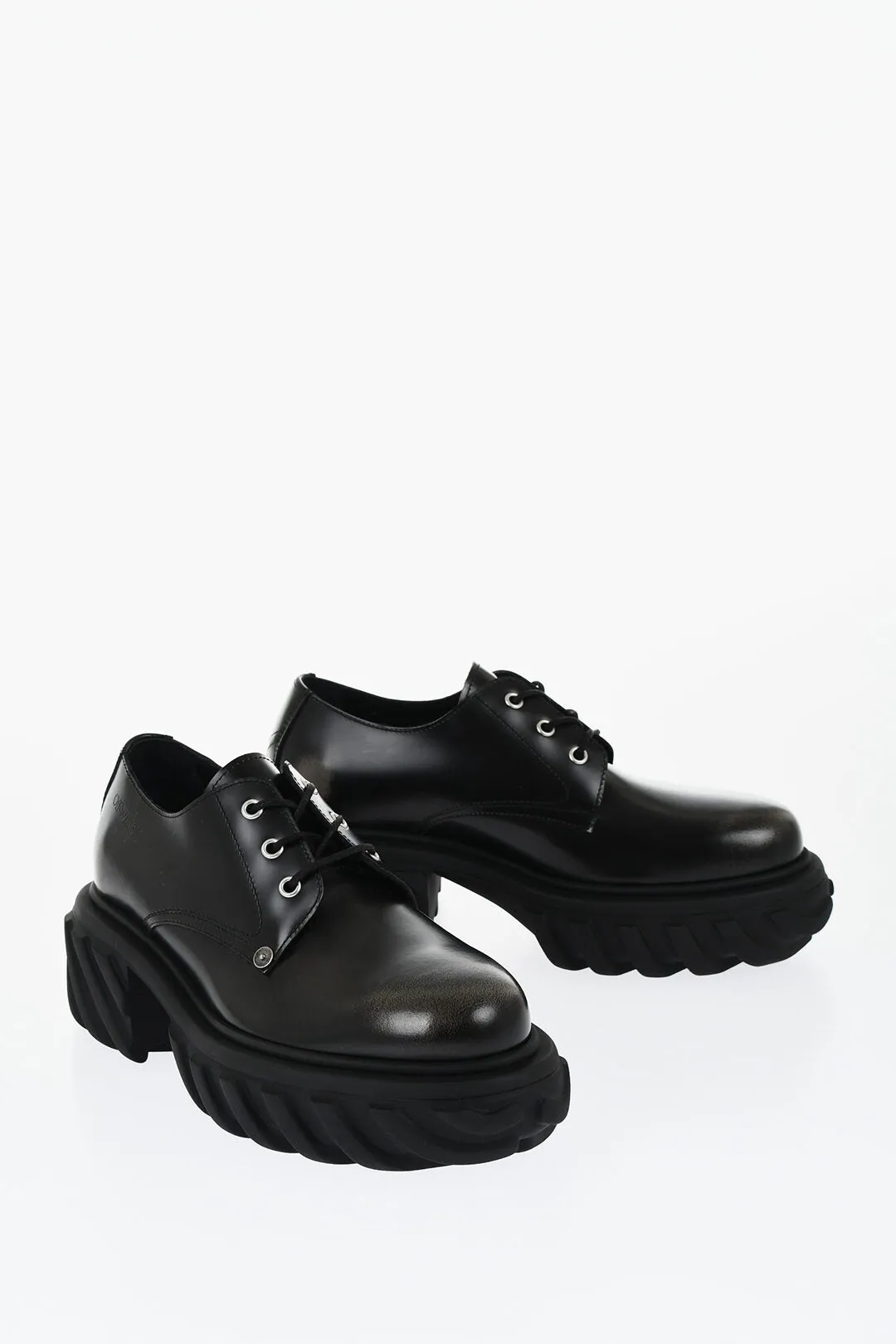 Off-White Brushed Leather EXPLORATION Derby With Chunky Sole