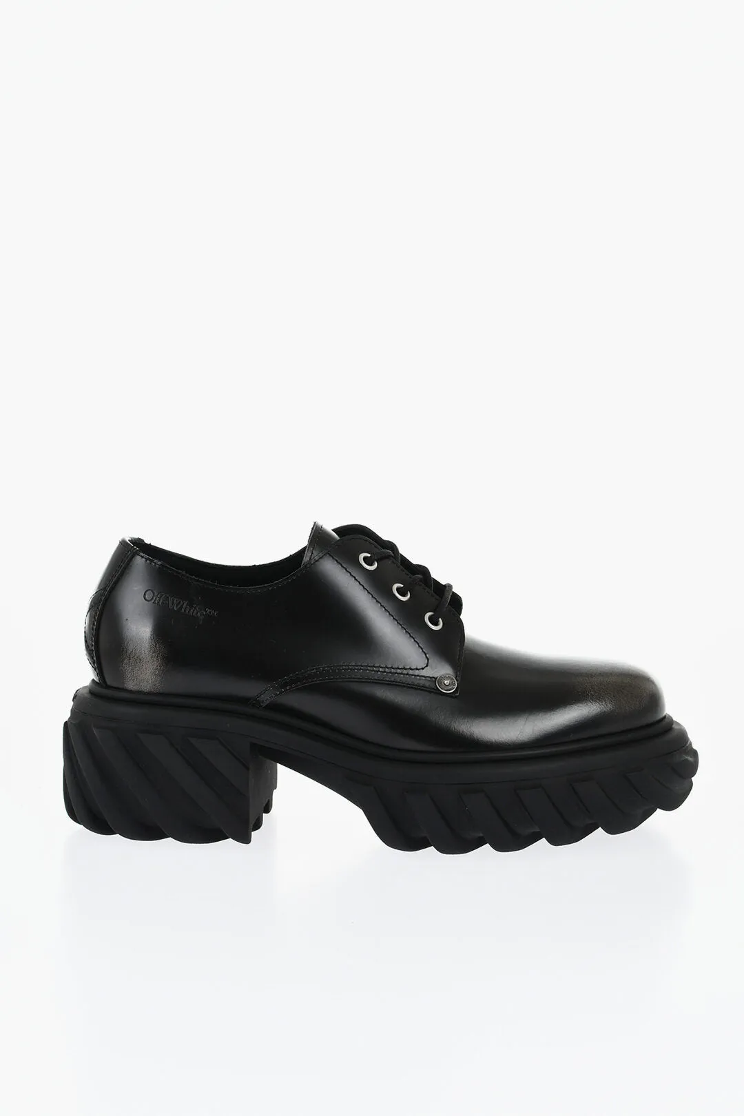 Off-White Brushed Leather EXPLORATION Derby With Chunky Sole