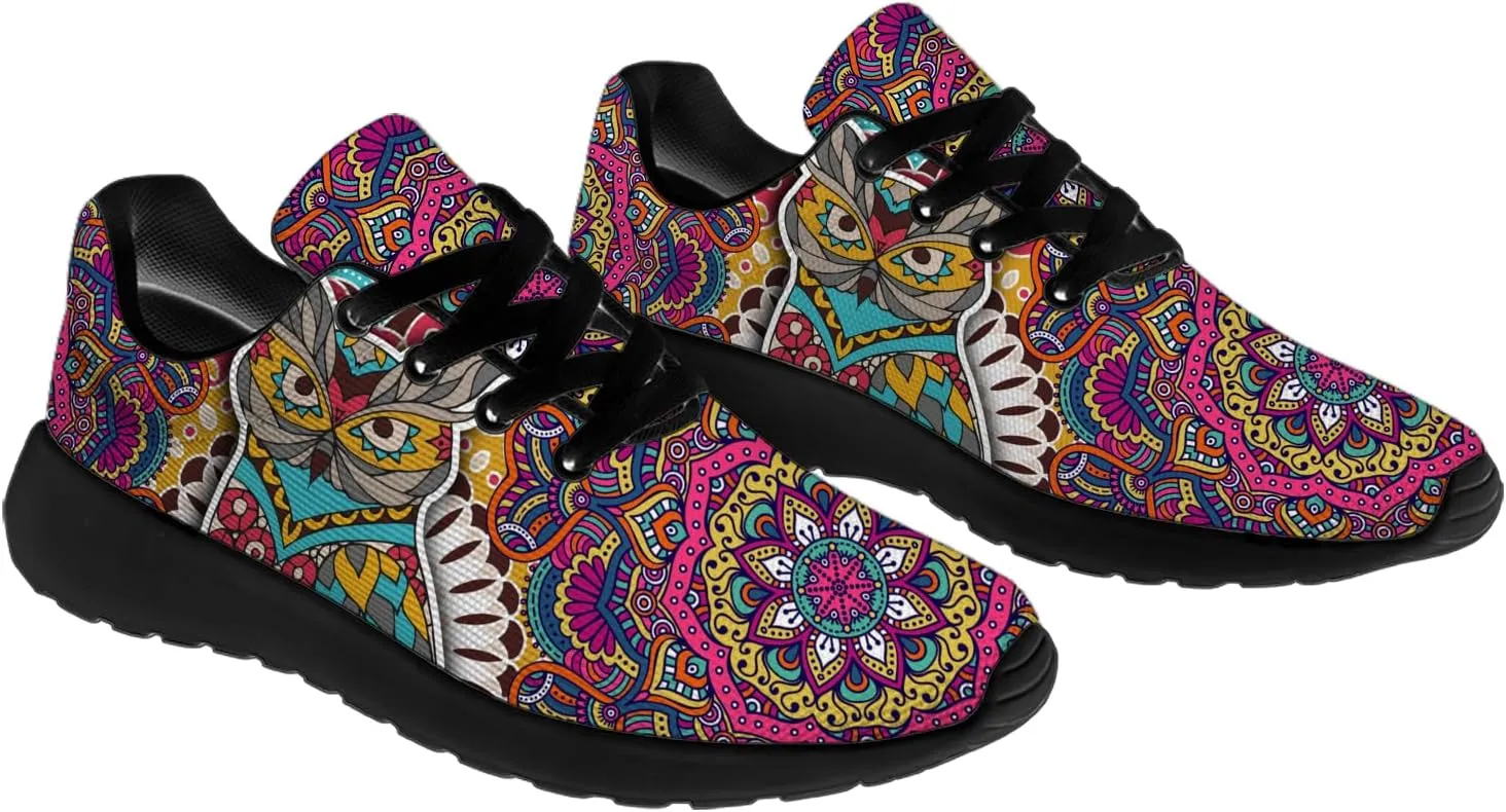 Owl Print Shoes for Men Women Breathable Lightweight Comfortable Running Tennis Walking Sneakers Gifts for Girls Boys