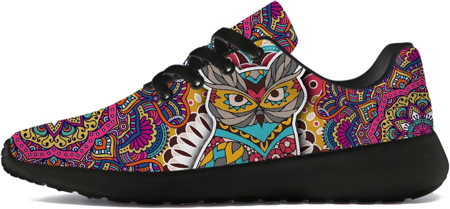 Owl Print Shoes for Men Women Breathable Lightweight Comfortable Running Tennis Walking Sneakers Gifts for Girls Boys
