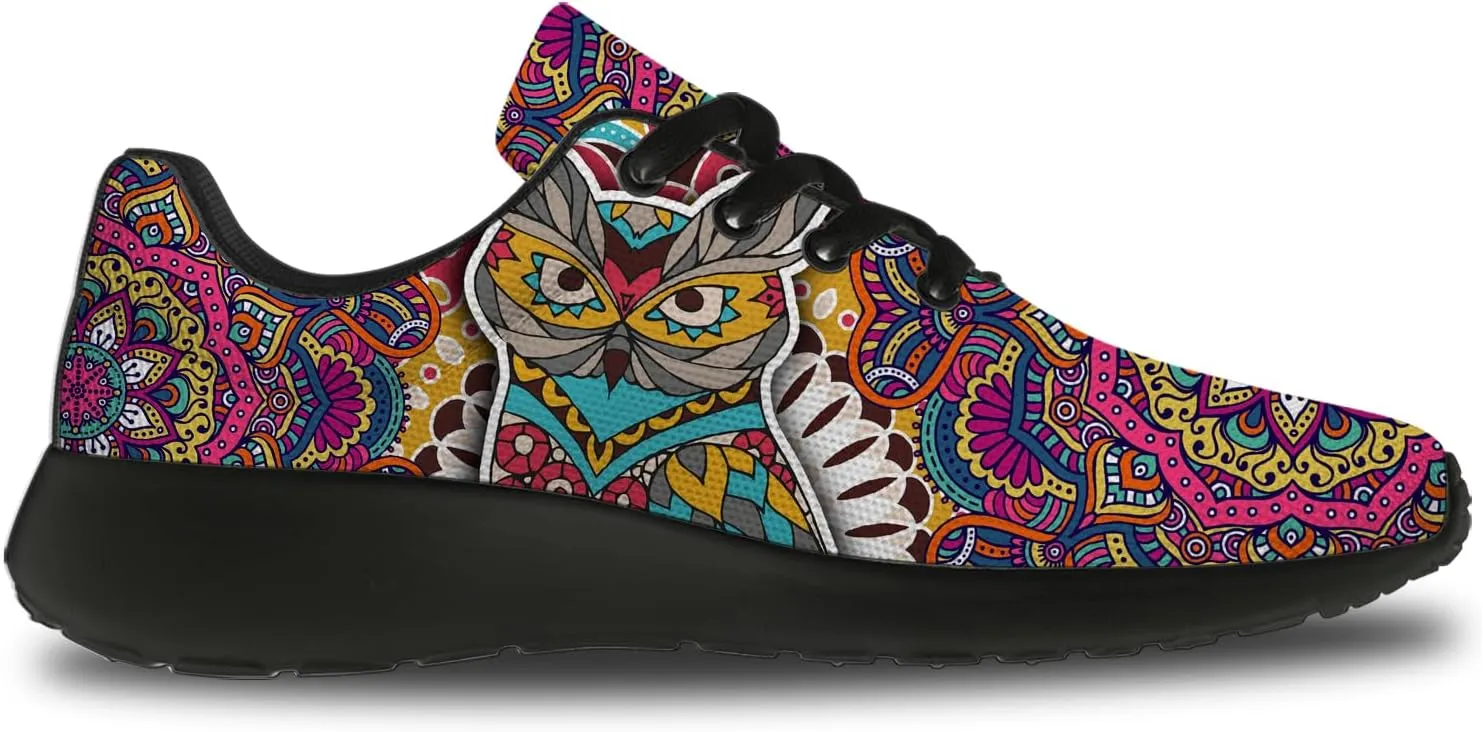 Owl Print Shoes for Men Women Breathable Lightweight Comfortable Running Tennis Walking Sneakers Gifts for Girls Boys