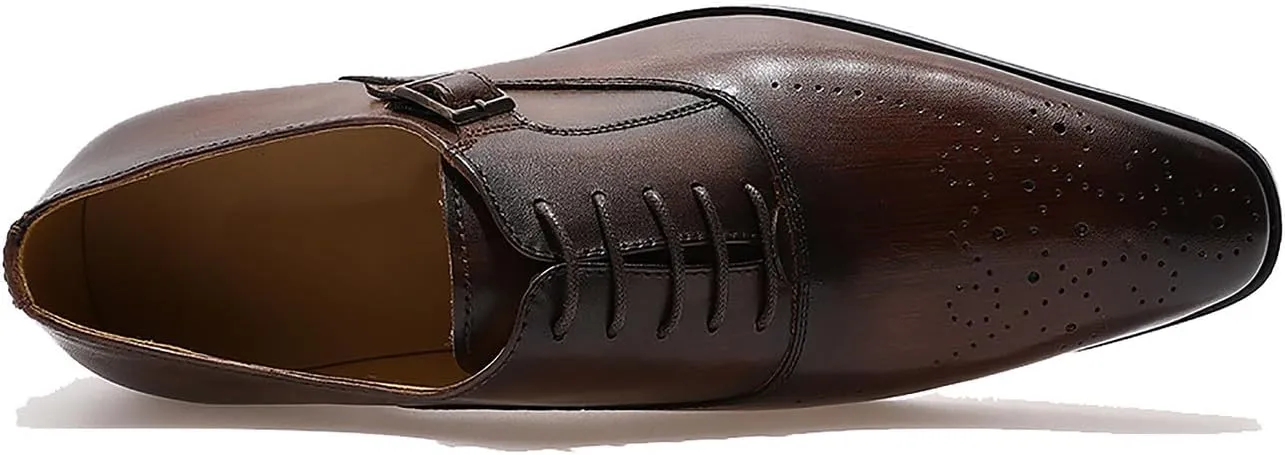 Oxfords for Men Formal Dress Suit Shoes Genunie Leather Wingtip Brogues Modern Prom Derby Mens Prom Wedding Business Causal Fashion Comfortable Tuxedo Shoes for Men