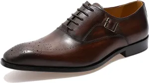 Oxfords for Men Formal Dress Suit Shoes Genunie Leather Wingtip Brogues Modern Prom Derby Mens Prom Wedding Business Causal Fashion Comfortable Tuxedo Shoes for Men