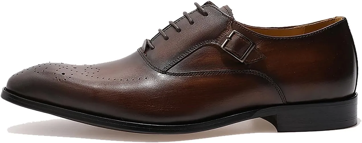 Oxfords for Men Formal Dress Suit Shoes Genunie Leather Wingtip Brogues Modern Prom Derby Mens Prom Wedding Business Causal Fashion Comfortable Tuxedo Shoes for Men