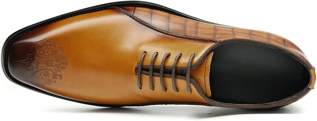 Oxfords Shoes for Men Formal Dress Derby Genunie Leather Plain Toe Brogues Modern Suit Shoes Men's Fashion Lightweight Prom Wedding Tuxedo Business Causal Comfortable Shoes