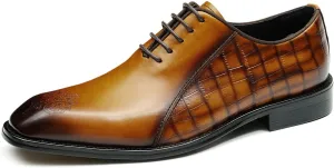 Oxfords Shoes for Men Formal Dress Derby Genunie Leather Plain Toe Brogues Modern Suit Shoes Men's Fashion Lightweight Prom Wedding Tuxedo Business Causal Comfortable Shoes