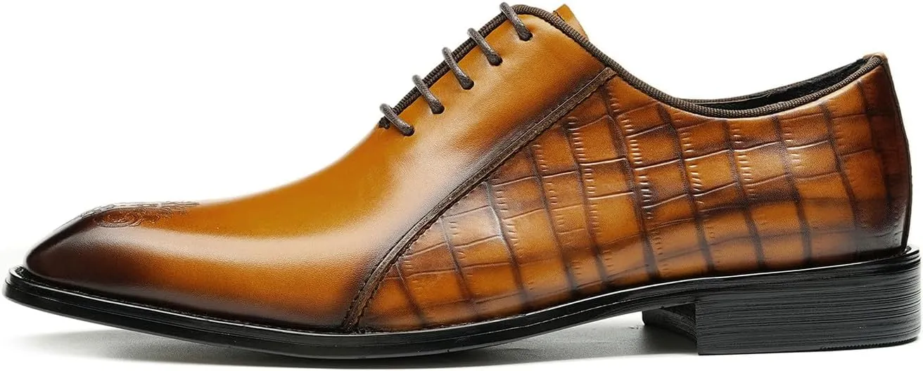 Oxfords Shoes for Men Formal Dress Derby Genunie Leather Plain Toe Brogues Modern Suit Shoes Men's Fashion Lightweight Prom Wedding Tuxedo Business Causal Comfortable Shoes