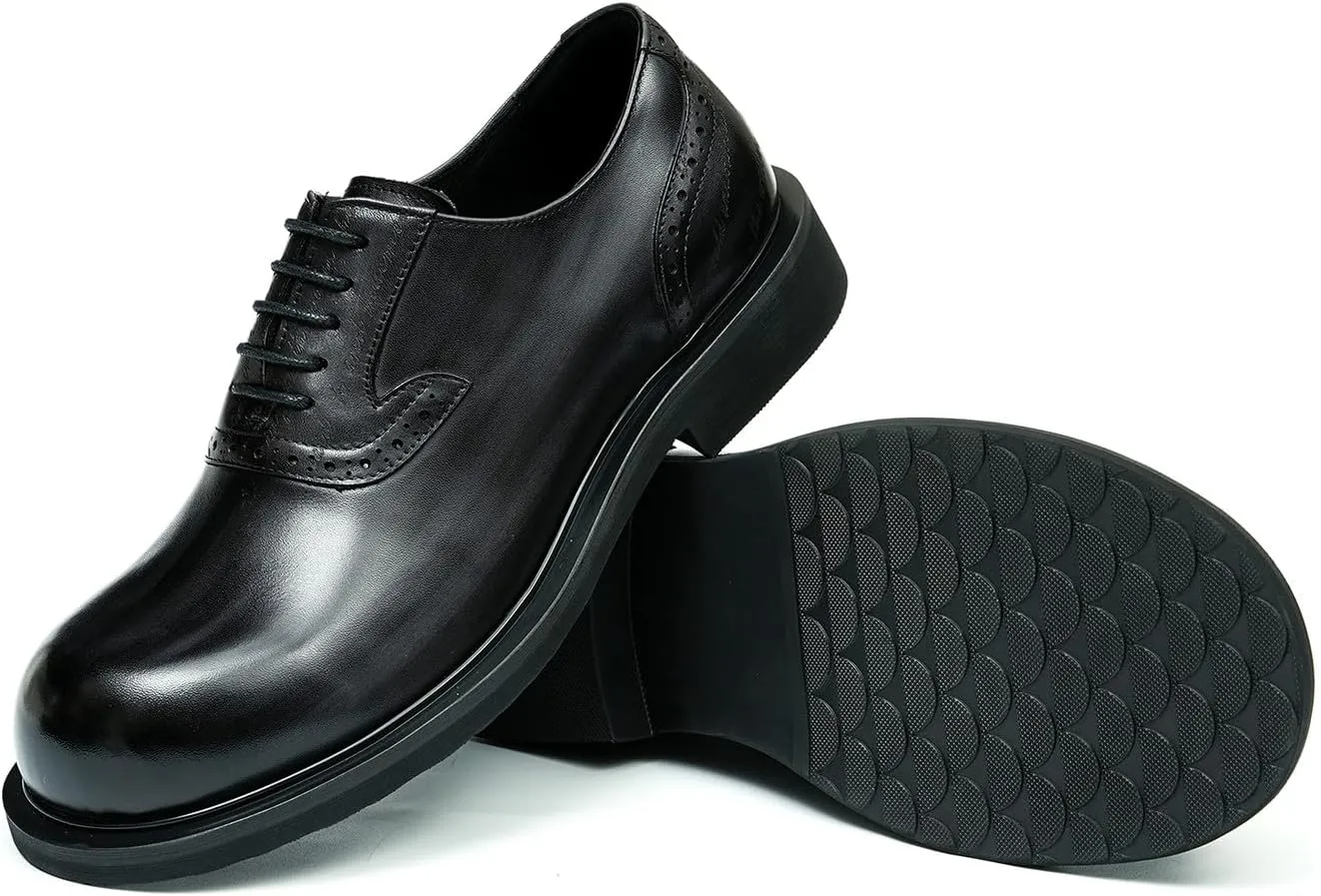 Oxfords Shoes for Men Formal Dress Derby Genunie Leather Square Toe Brogues Modern Suit Shoes Men's Fashion Lightweight Prom Wedding Tuxedo Business Causal Comfortable Shoes