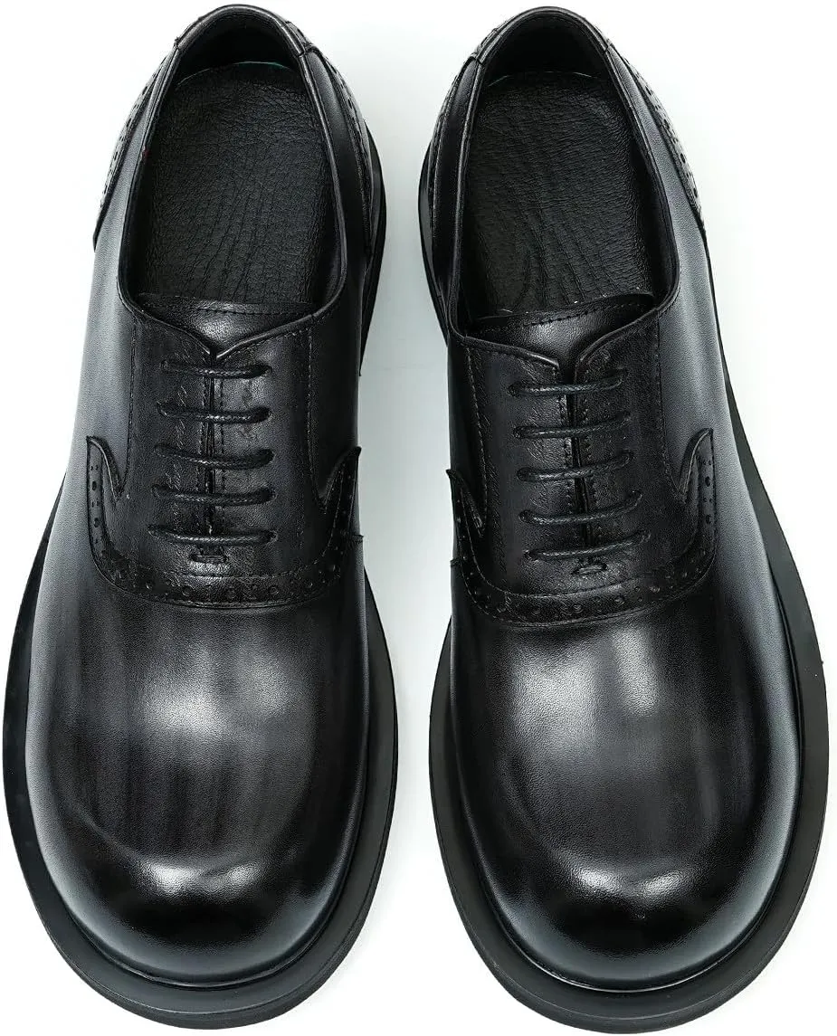 Oxfords Shoes for Men Formal Dress Derby Genunie Leather Square Toe Brogues Modern Suit Shoes Men's Fashion Lightweight Prom Wedding Tuxedo Business Causal Comfortable Shoes