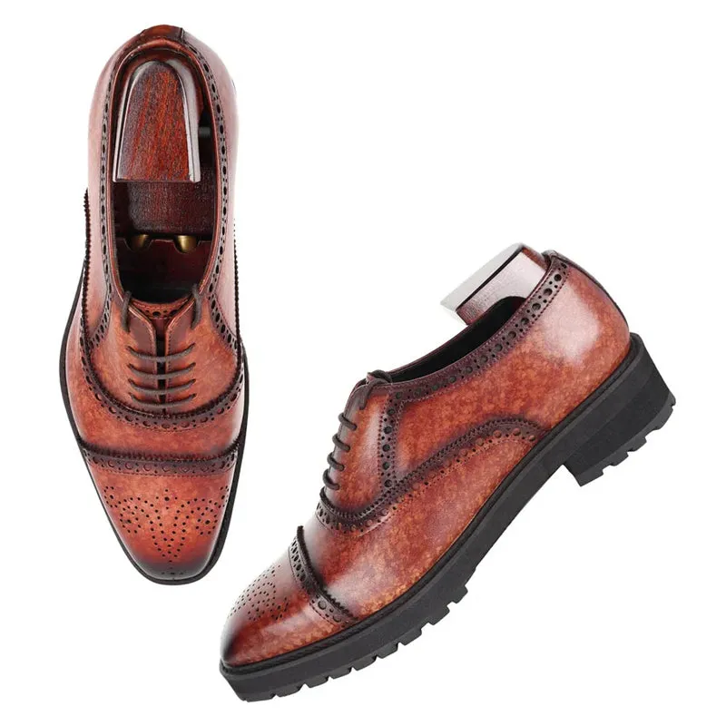 Patina Captoe Leather Formal Oxford Shoes