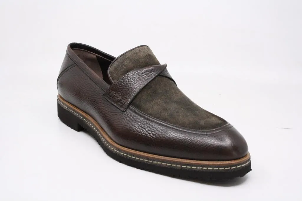 Pelle Line Exclusive 1365 Suede and leather loafer- Brown