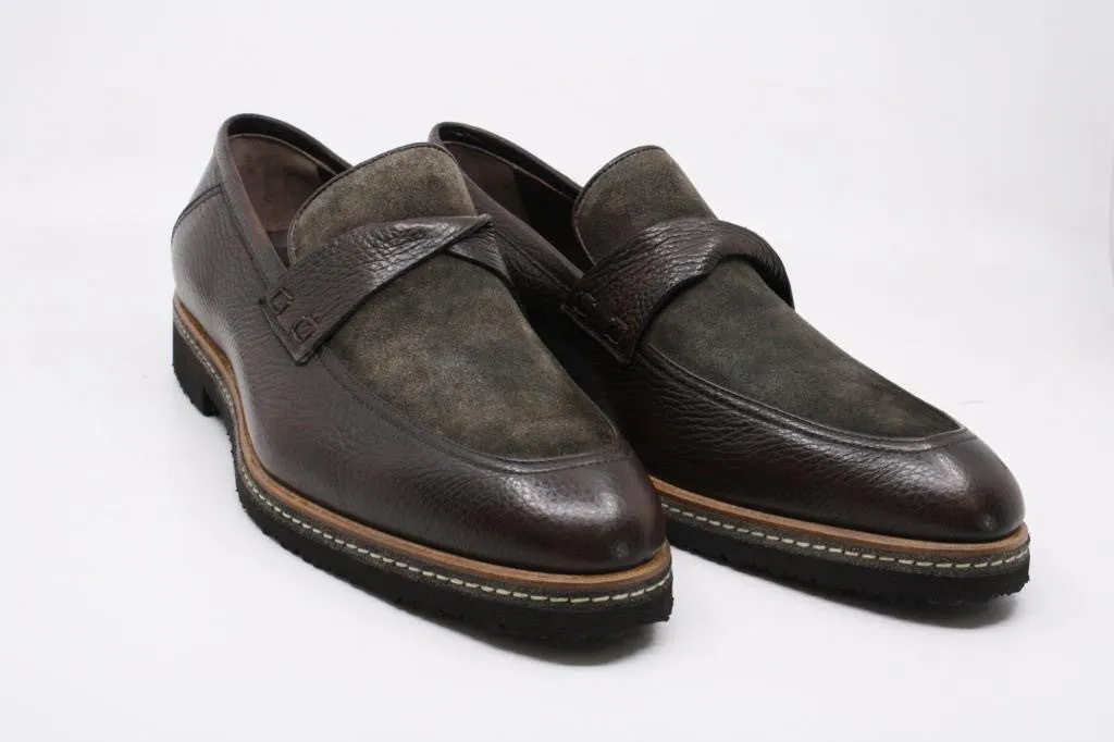 Pelle Line Exclusive 1365 Suede and leather loafer- Brown